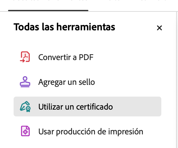 Herramienta Utlizar un certificado en Adobe Acrobat Reader