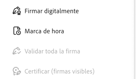 Opción para Firmar Digitalmente o añadir una Marca de hora en Adobe Acrobat Reader