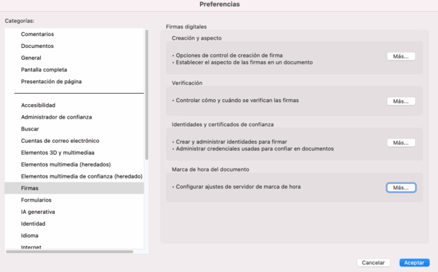 Configuración de un servidor de marca de tiempo en Acrobat Reader