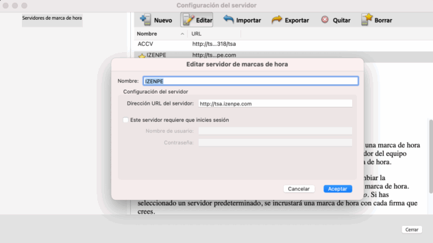 Configuración para el servidor TSA de Izenpe en Acrobat Reader